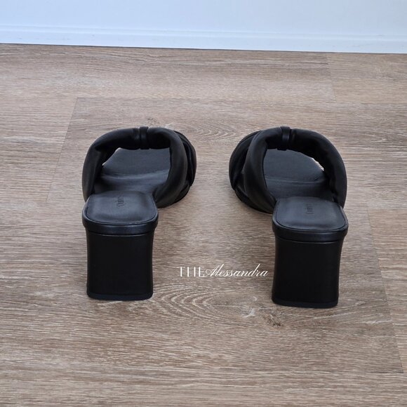 Quince Italian Leather Twist Mid Heel Mule Black Size 8 New In Box MSRP $79.90 - Picture 5 of 16